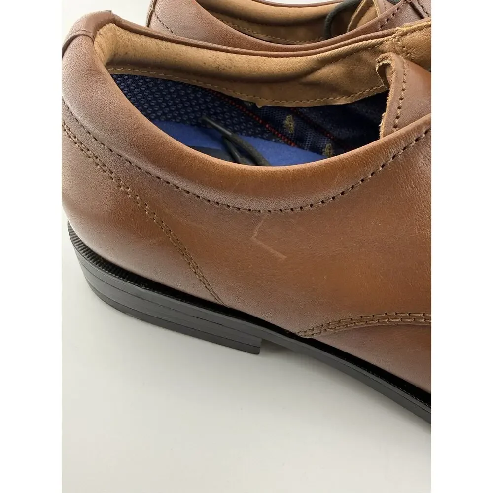 NWOB Mens Steve Madden Isline Brown Leather Cap Toe Formal Derby Shoes Size 8.5
